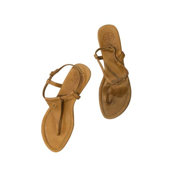 Tory Burch Britton Logo Cork Wedge Sandals Size 9.5 - Picture 7 of 9